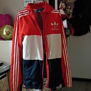 Adidas Womens Red, White, and Blue Jacket